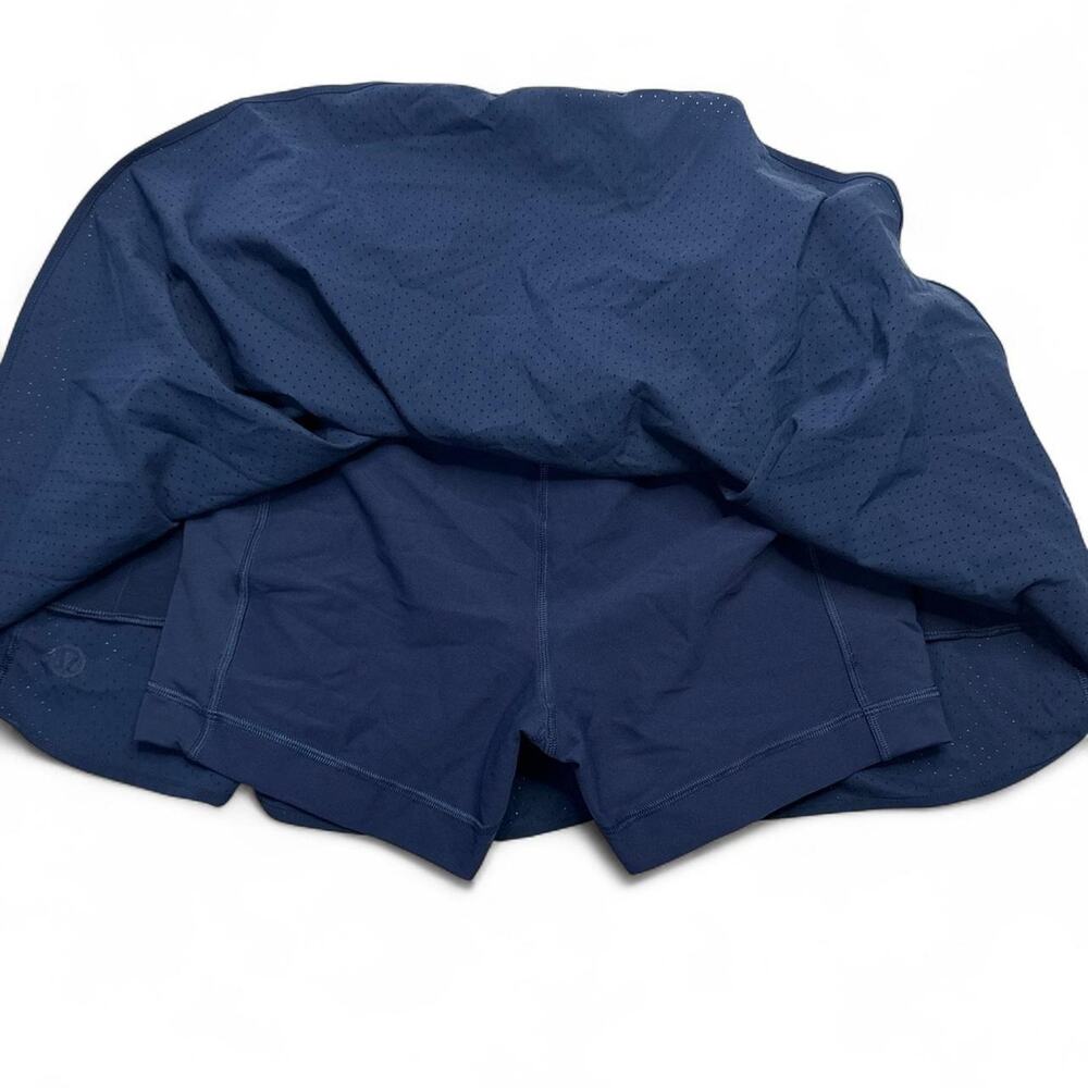 Lululemon perforated narrow waistband navy blue tennis skirt shorts size 10 - Picture 6 of 6